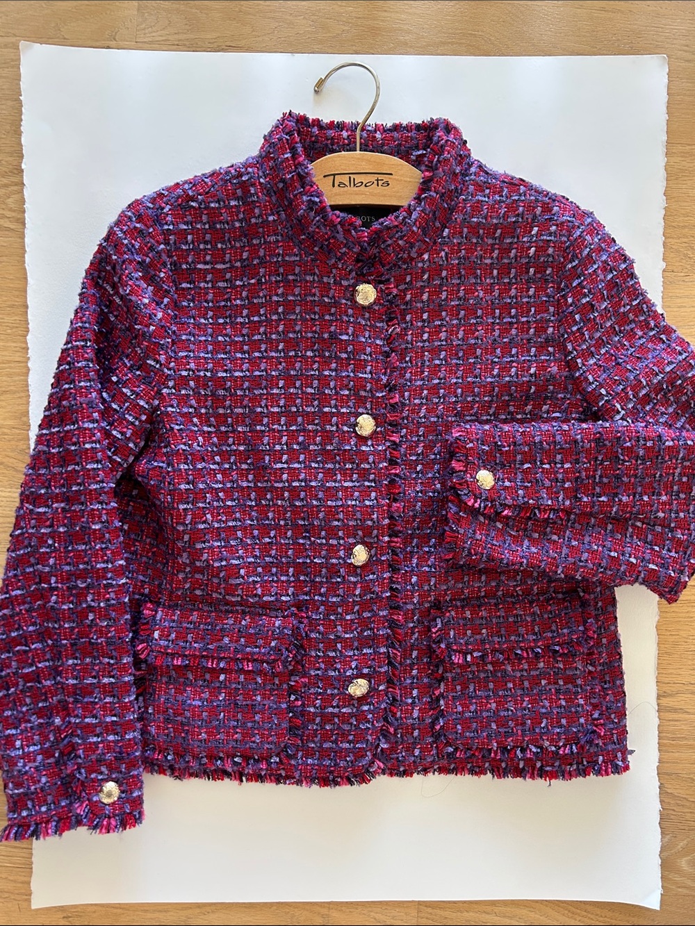 Talbots Women’s Burgundy Multi Tweed Blazer